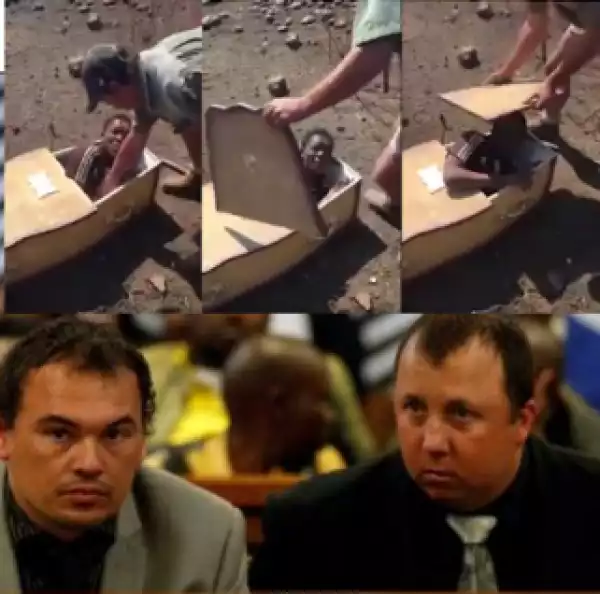 The white South African farmers who forced a black labourer into a coffin have been sentenced to more than 10 years in prison each
